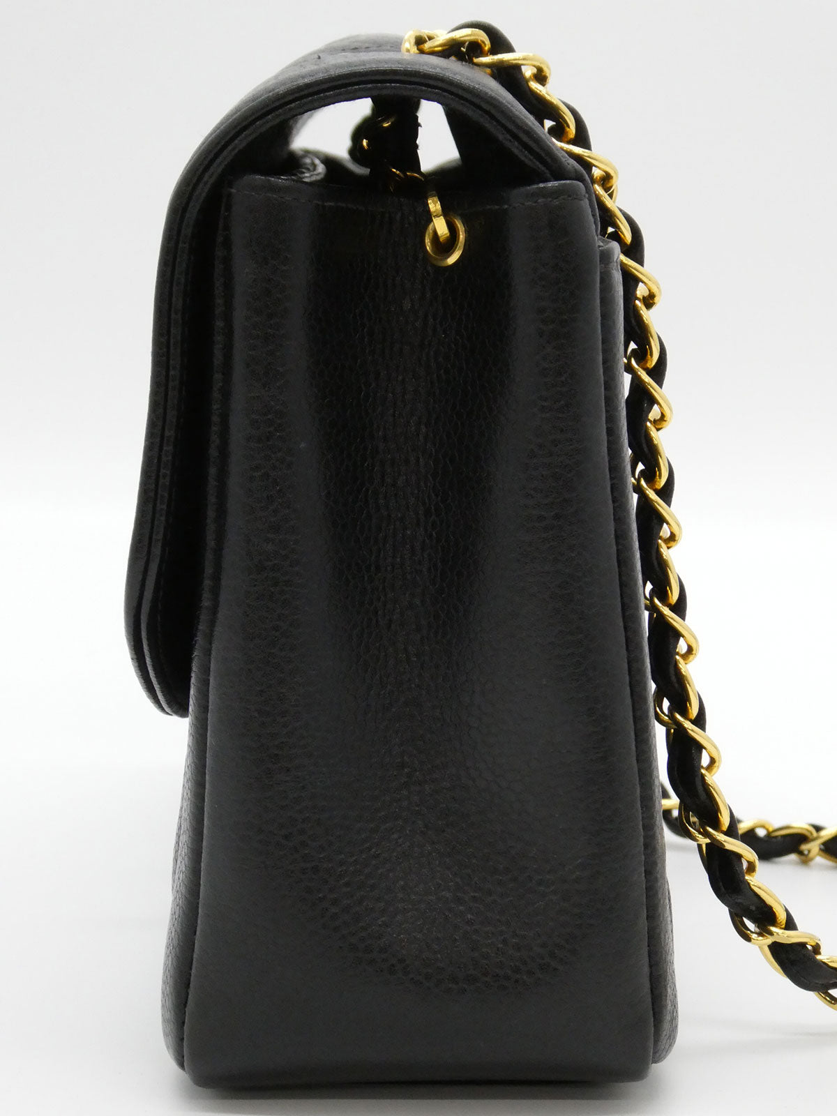 1997年頃製　キャビアスキンダイアナフラップチェーンバッグ25cm　ブラック