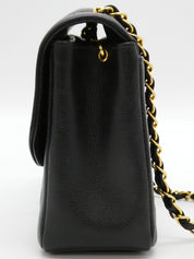 1997年頃製 キャビアスキンダイアナフラップチェーンバッグ25cm ブラック