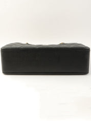 1995 Caviar Skin CC Turnlock Chain Shoulder Tote Bag in Black