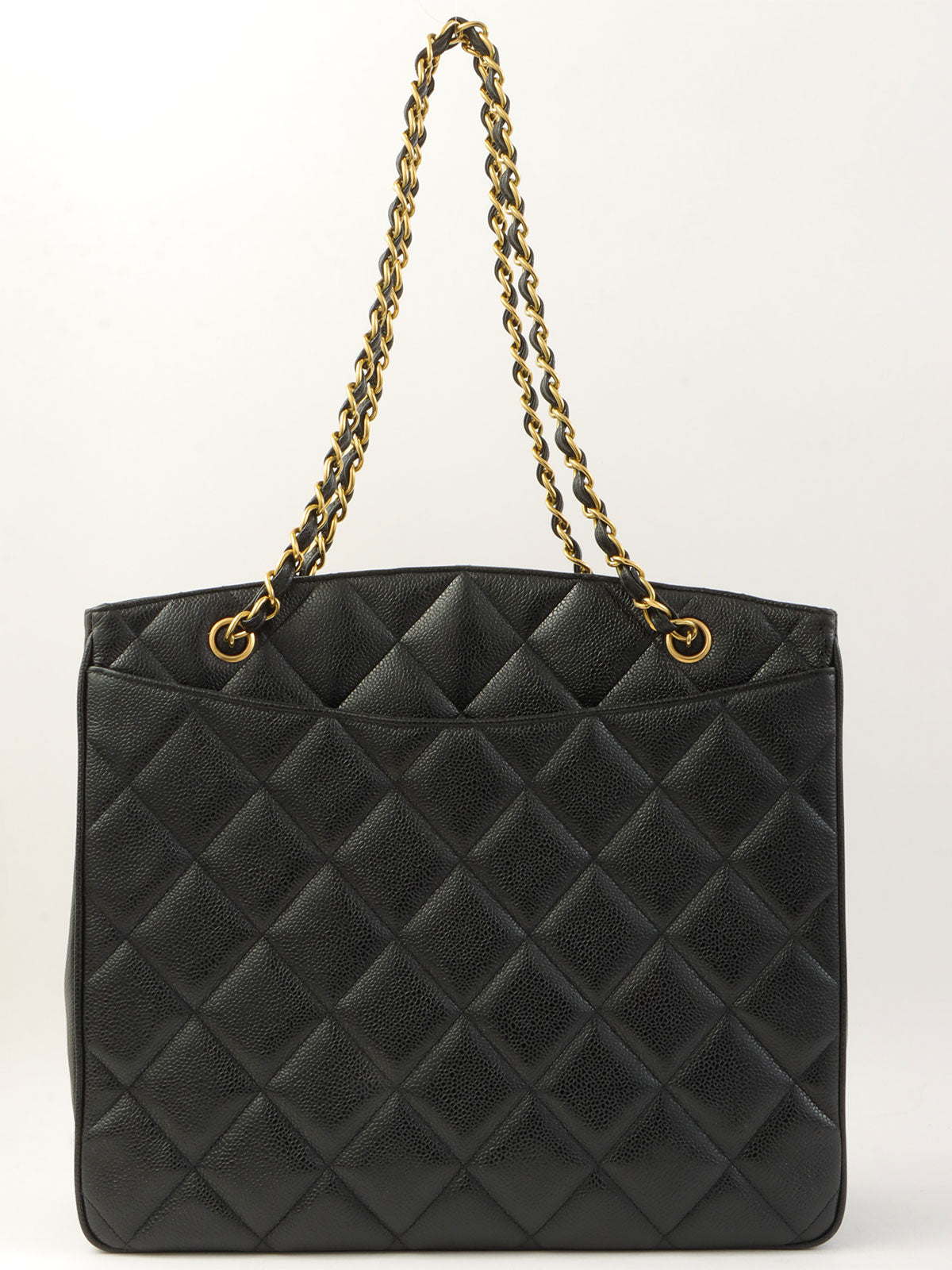 1995 Caviar Skin CC Turnlock Chain Shoulder Tote Bag in Black