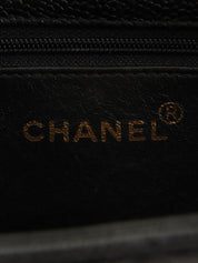 1995 Caviar Skin CC Turnlock Chain Shoulder Tote Bag in Black