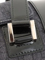 デニムロゴマニアバレルハンドバッグ ブラック