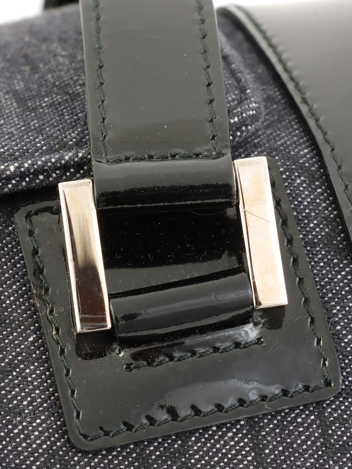 デニムロゴマニアバレルハンドバッグ ブラック