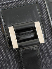 デニムロゴマニアバレルハンドバッグ ブラック