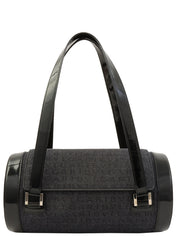 デニムロゴマニアバレルハンドバッグ ブラック