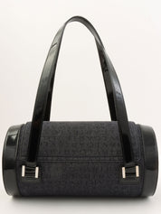 デニムロゴマニアバレルハンドバッグ ブラック