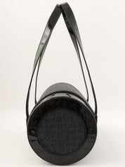 デニムロゴマニアバレルハンドバッグ ブラック