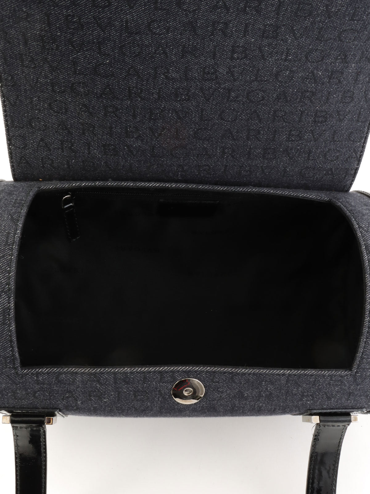 デニムロゴマニアバレルハンドバッグ ブラック