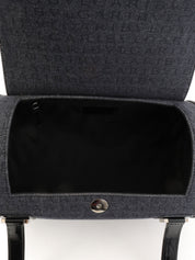 デニムロゴマニアバレルハンドバッグ ブラック