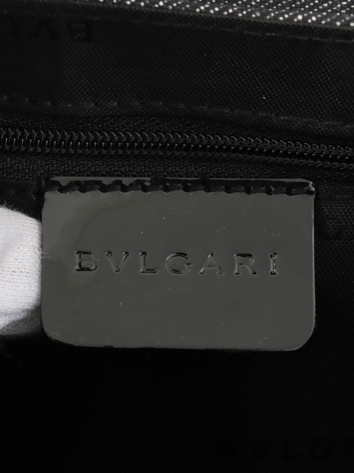 デニムロゴマニアバレルハンドバッグ ブラック