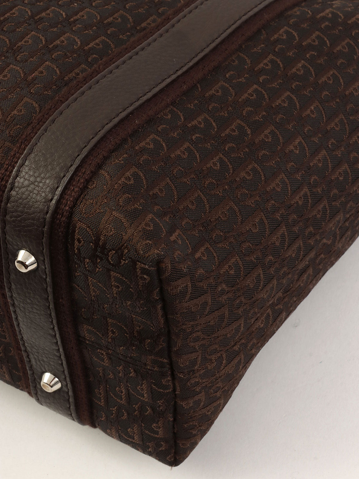 トロッターパターンロゴプレートハンドバッグ　ブラウン