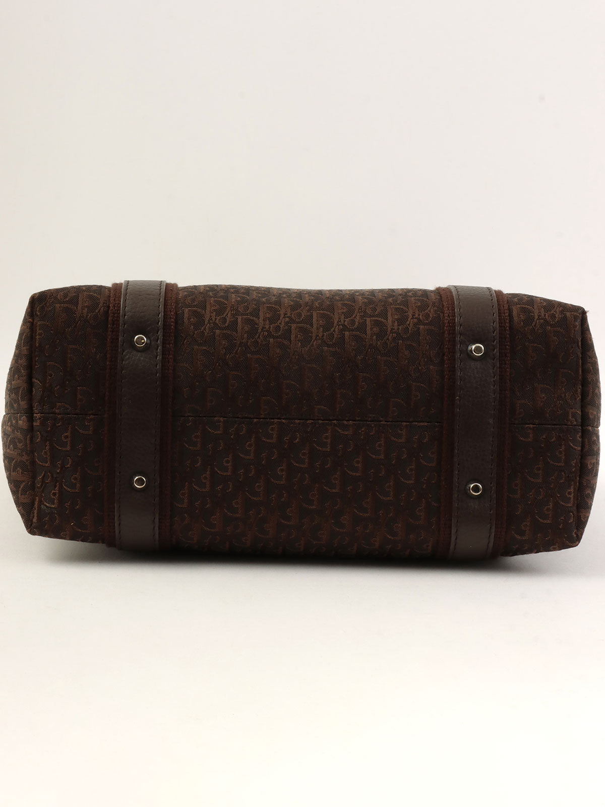 トロッターパターンロゴプレートハンドバッグ　ブラウン