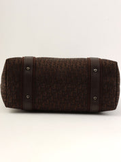 トロッターパターンロゴプレートハンドバッグ　ブラウン