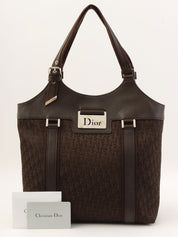 トロッターパターンロゴプレートハンドバッグ　ブラウン