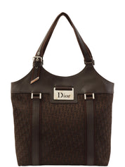 トロッターパターンロゴプレートハンドバッグ　ブラウン