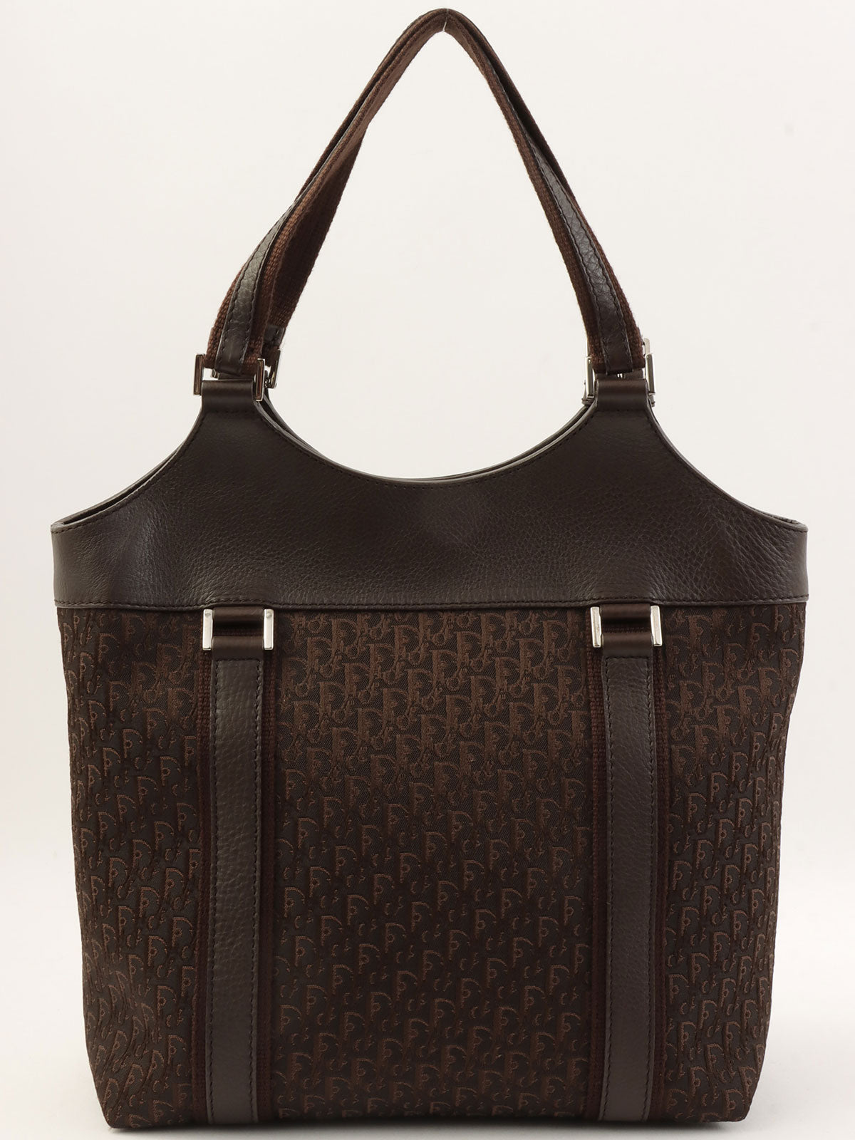 トロッターパターンロゴプレートハンドバッグ　ブラウン