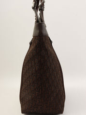 トロッターパターンロゴプレートハンドバッグ　ブラウン