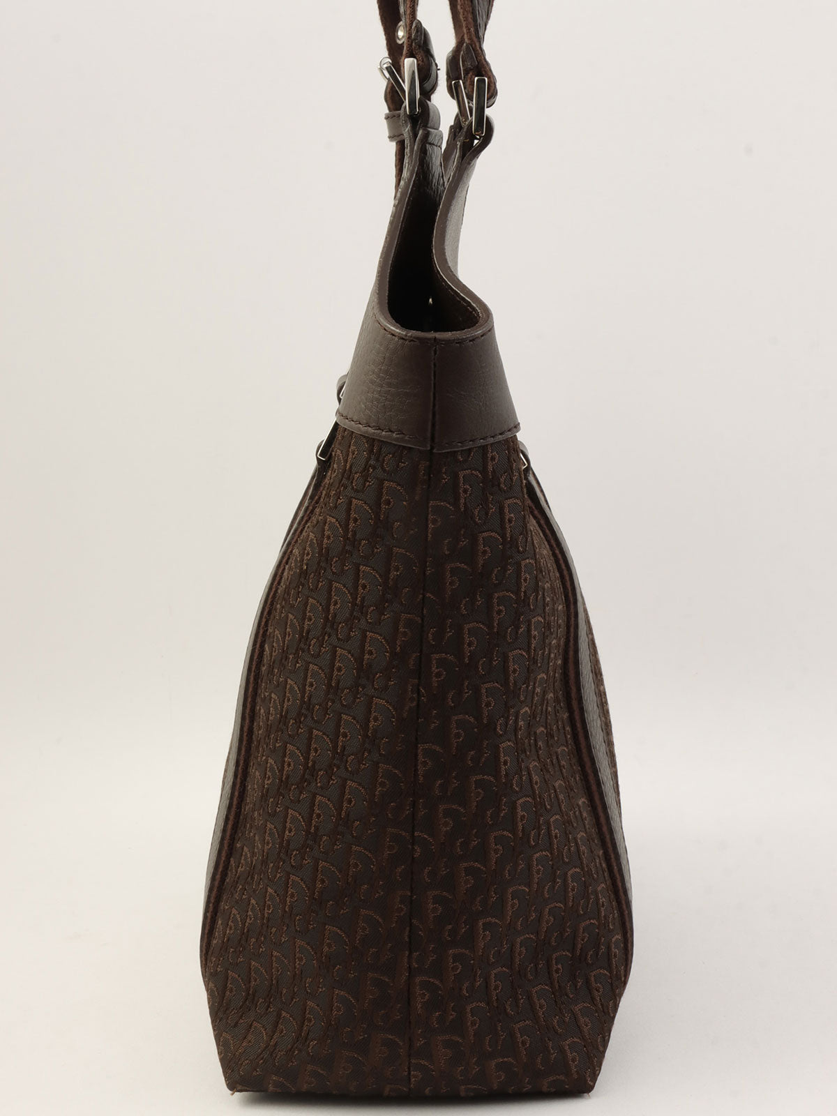 トロッターパターンロゴプレートハンドバッグ　ブラウン