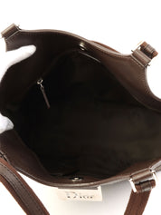 トロッターパターンロゴプレートハンドバッグ　ブラウン