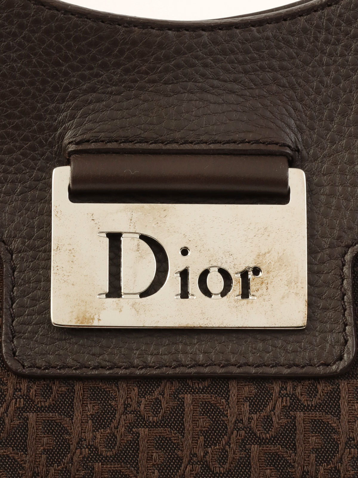 トロッターパターンロゴプレートハンドバッグ　ブラウン