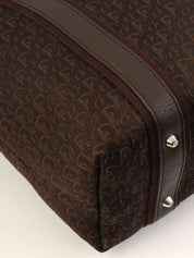 トロッターパターンロゴプレートハンドバッグ　ブラウン