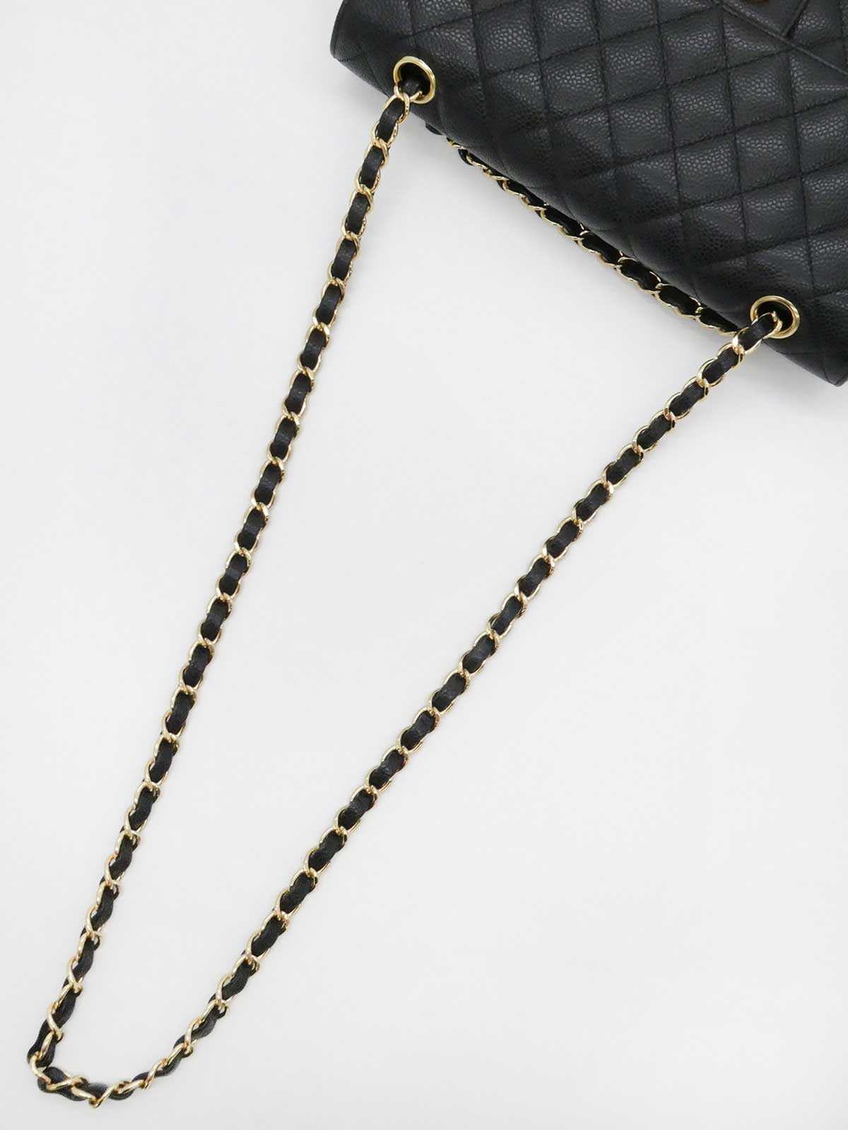 2008年頃製　キャビアスキンクラシックフラップチェーンバッグ25cm　ブラック