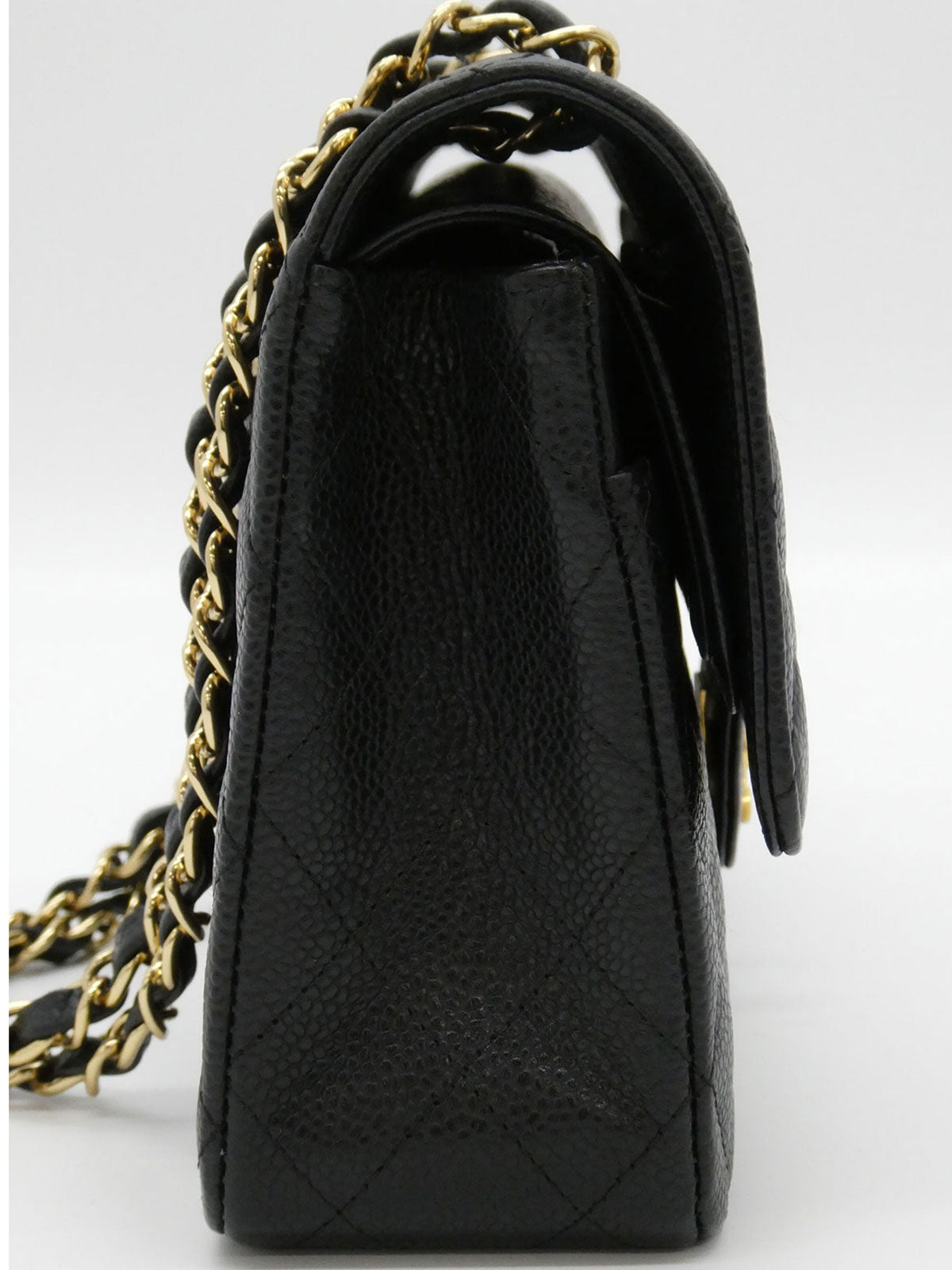 2008年頃製　キャビアスキンクラシックフラップチェーンバッグ25cm　ブラック