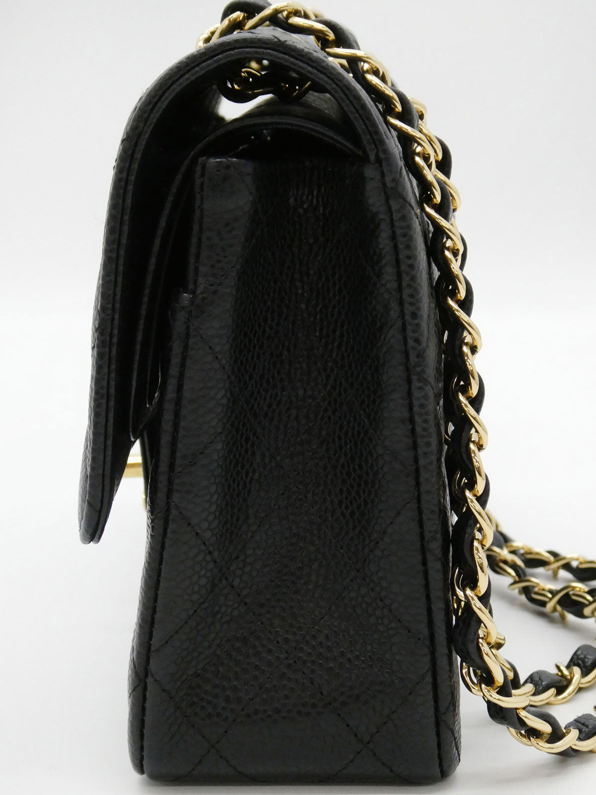 2008年頃製　キャビアスキンクラシックフラップチェーンバッグ25cm　ブラック