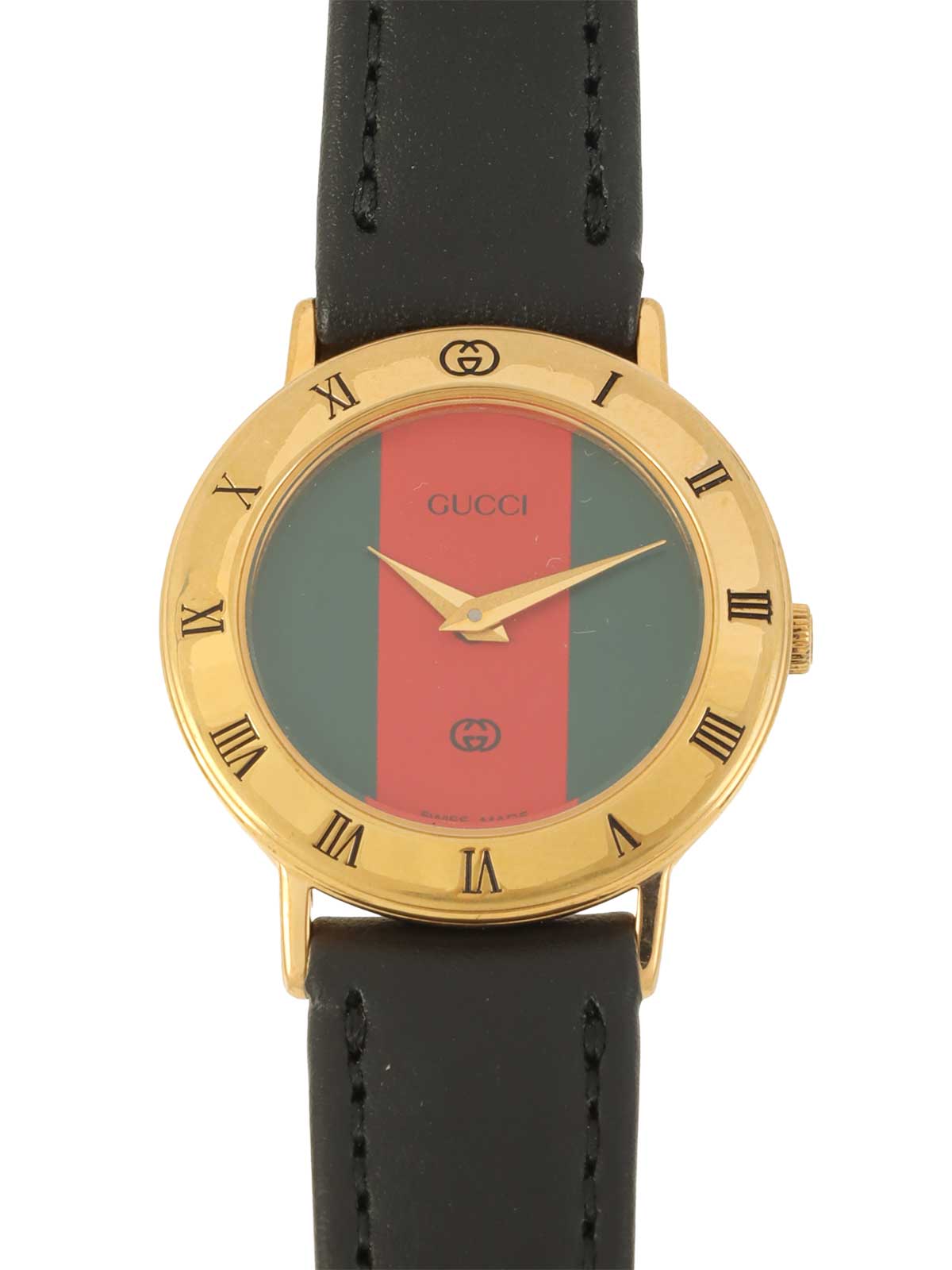 ラウンドロゴシェリーラインフェイスウォッチ　ゴールド／ブラック／マルチ