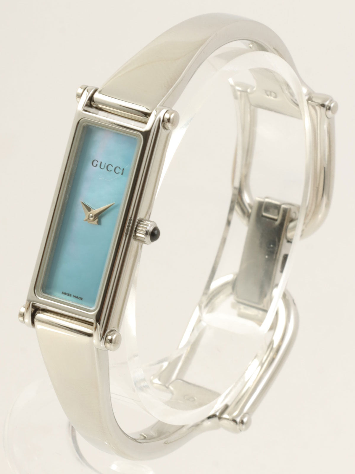 Rectangular watch silver/blue