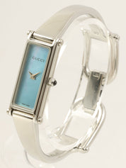 Rectangular watch silver/blue