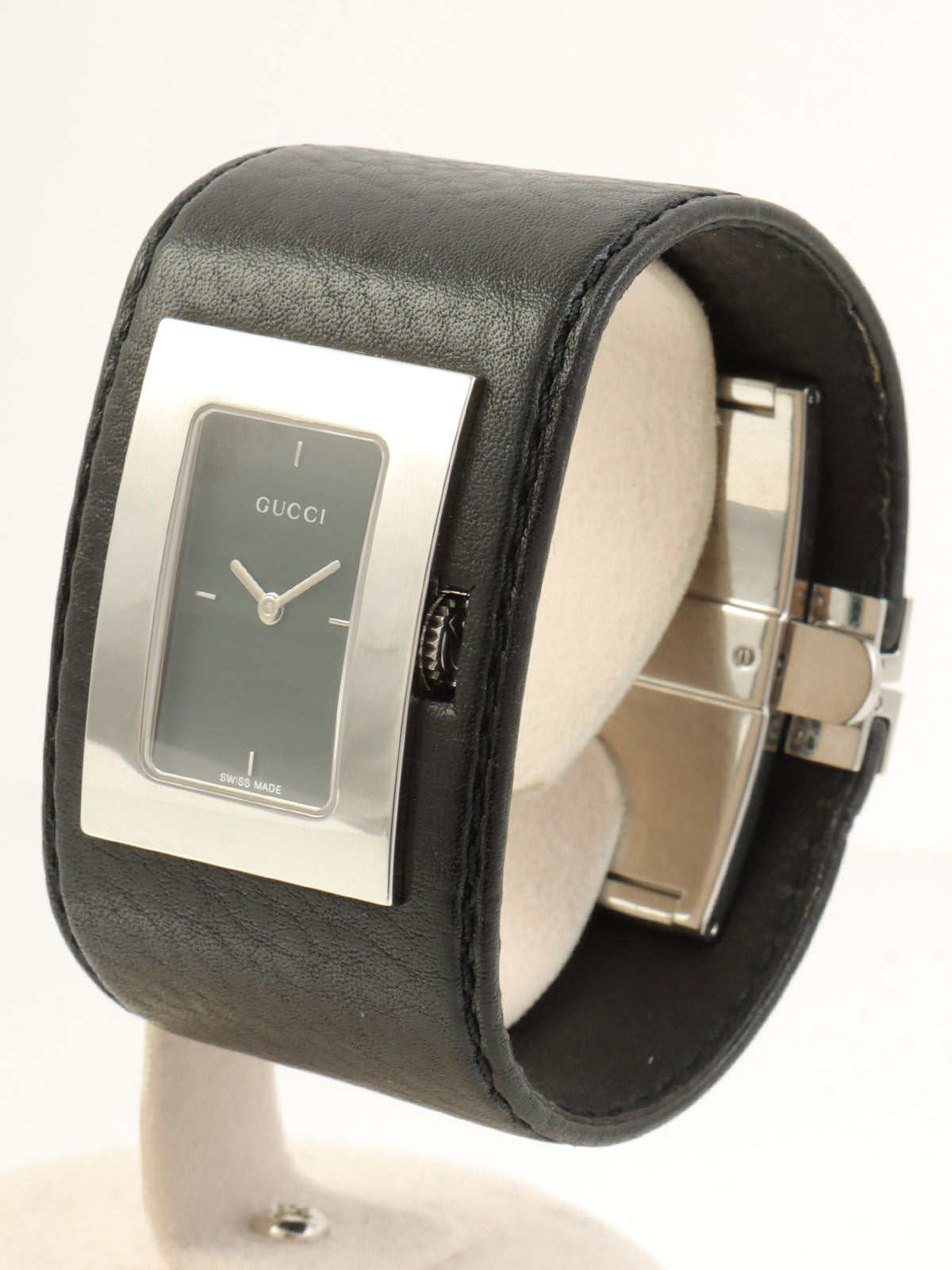 スクエアレザーバングルウォッチ ブラック