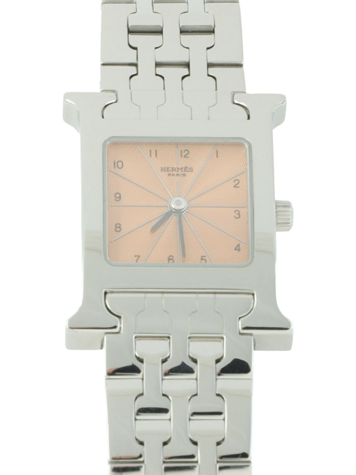 Hウォッチ　シルバー/サーモンピンク