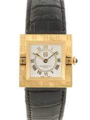 鳄鱼方形Logo腕表，黑/金