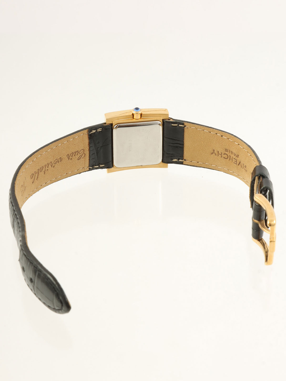 鳄鱼方形Logo腕表，黑/金