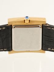 鳄鱼方形Logo腕表，黑/金