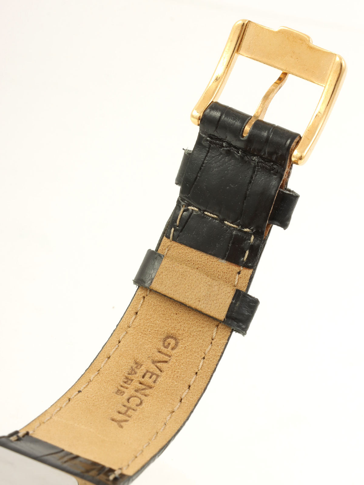 鳄鱼方形Logo腕表，黑/金