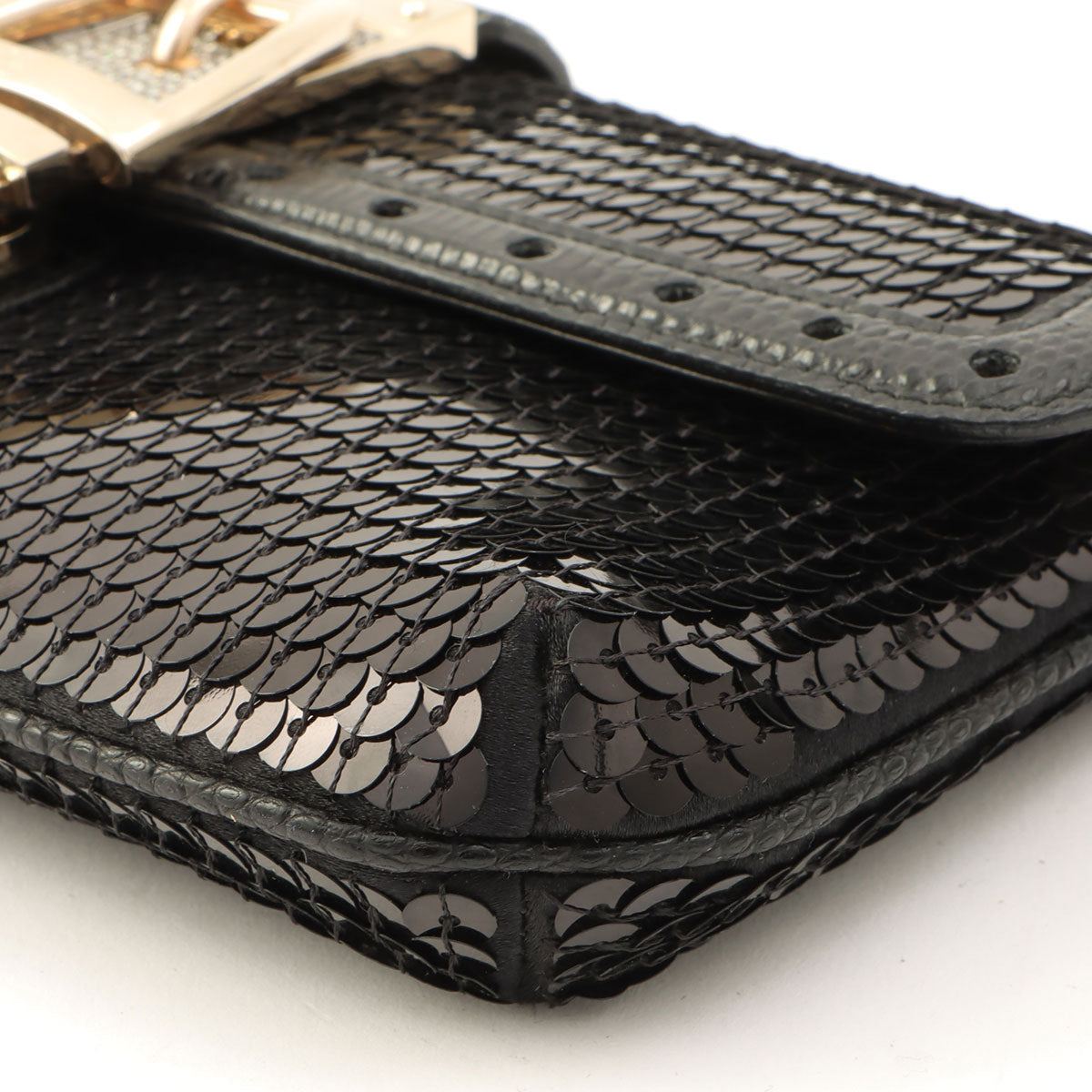 Rhinestone Sequin Clutch Bag Black