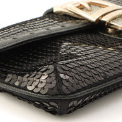 Rhinestone Sequin Clutch Bag Black
