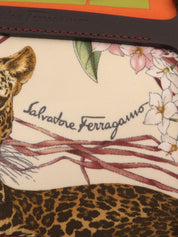 レオパードパターンガンチーニプレートショルダーバッグ マルチ/ブラウン