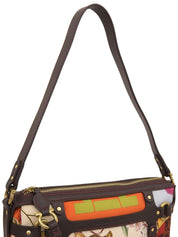 レオパードパターンガンチーニプレートショルダーバッグ マルチ/ブラウン