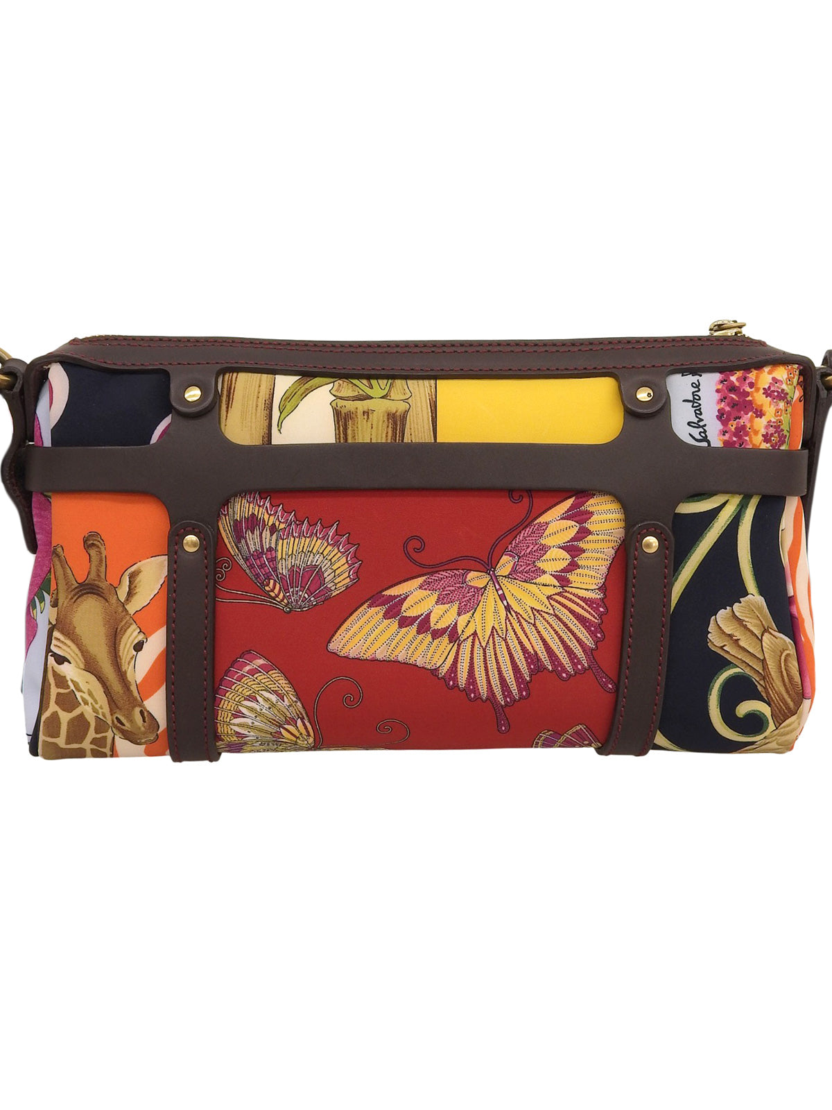 レオパードパターンガンチーニプレートショルダーバッグ マルチ/ブラウン