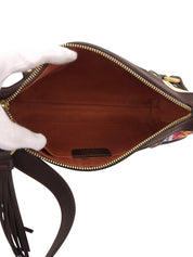 レオパードパターンガンチーニプレートショルダーバッグ マルチ/ブラウン