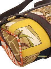 レオパードパターンガンチーニプレートショルダーバッグ マルチ/ブラウン