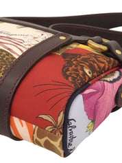 レオパードパターンガンチーニプレートショルダーバッグ マルチ/ブラウン