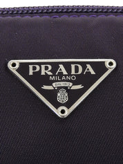 Purple nylon logo plate mini handbag