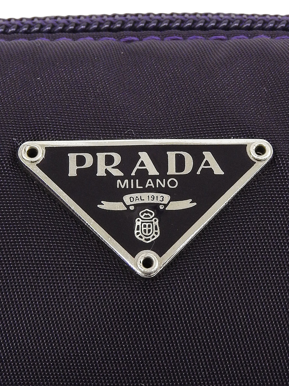 Purple nylon logo plate mini handbag