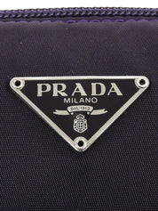 Purple nylon logo plate mini handbag