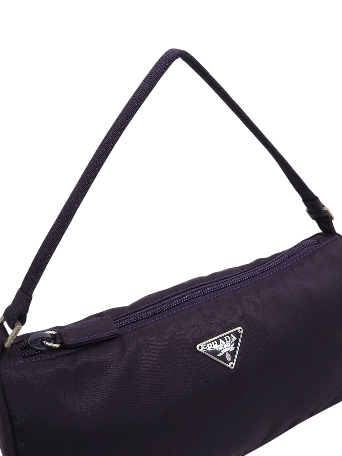 Purple nylon logo plate mini handbag
