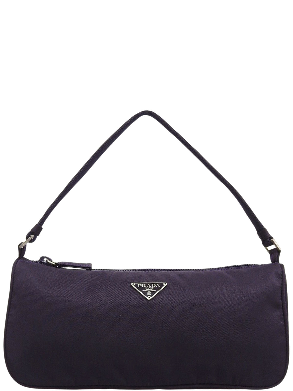 Purple nylon logo plate mini handbag